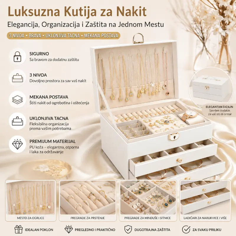 Troslojna kutija za nakit